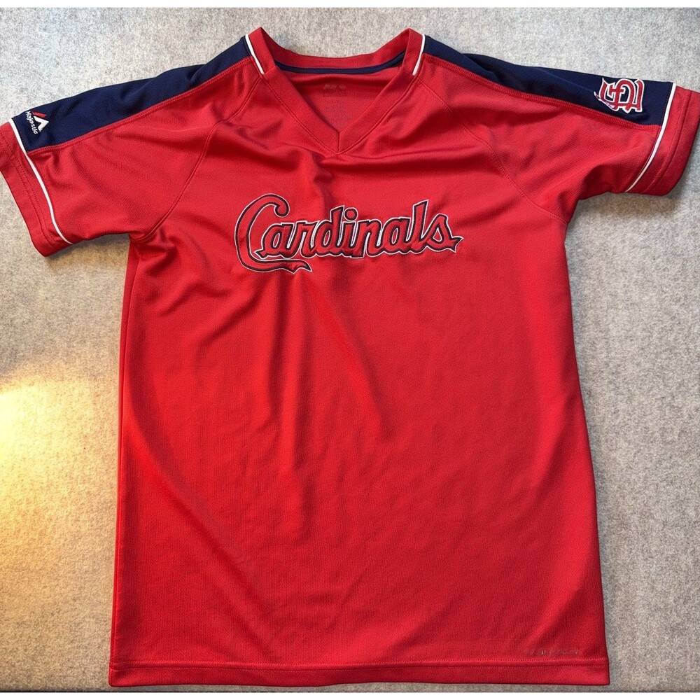 St. Louis Cardinals Majestic Red Pullover Jersey Shirt Boys Size L(14/16)